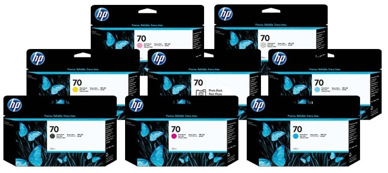 Tinta para Plotter HP DesignJet Z2100 / HP 70 130ml | 2208 - HP 70 / Original Ink Cartridges. El Kit Incluye: C9448A C9449A C9451A C9452A C9453A C9454A C9455A C9390A HP70 