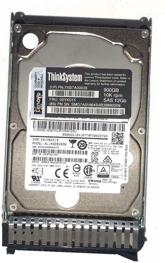 Disco Duro para Lenovo ThinkSystem SR550 / 900GB SAS 10k  | 2206 – 7XB7A00026 / Disco Duro para Servidor, 900GB, SAS 10k rpm, 12 Gb/seg, 2.5'', Hot Swap. Garantía: 1 año 
