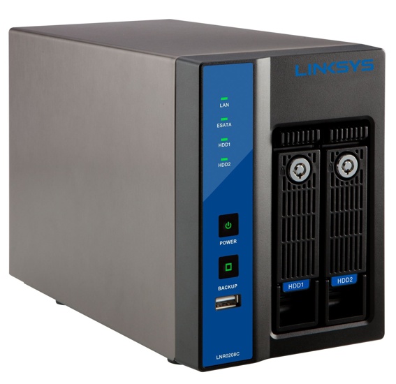 Linksys LNR0208C: Grabador de Vídeo de Red (NVR),  8TB (2 x 4TB Sata),  Hot Swap, 1 LAN Port Gigabit, 3 USB Port, 2 eSATA Port, 2 Bahías, H.264-MJPEG-MPEG4, JBOD-Linear-RAID 0-1, 1 Año de garantía
