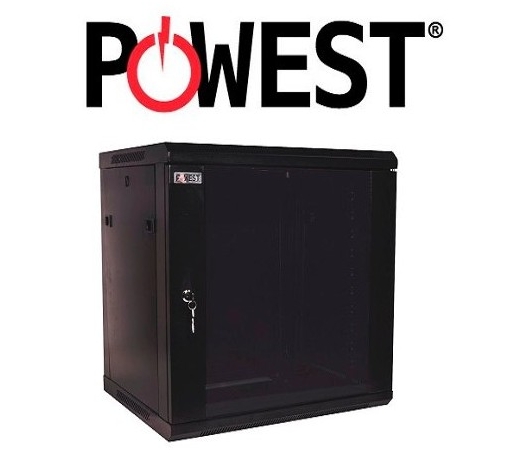 Rack  9U - Powest NGBPR-6509 | Gabinete metálico de pared tipo Rack para Dispositivos de Red, Servidores, UPS y Equipos de telecomunicación. Dimensiones 600 x 500 x 399 mm, Altura 9U. Puerta frontal con llave. Certificación CE & RoHS.