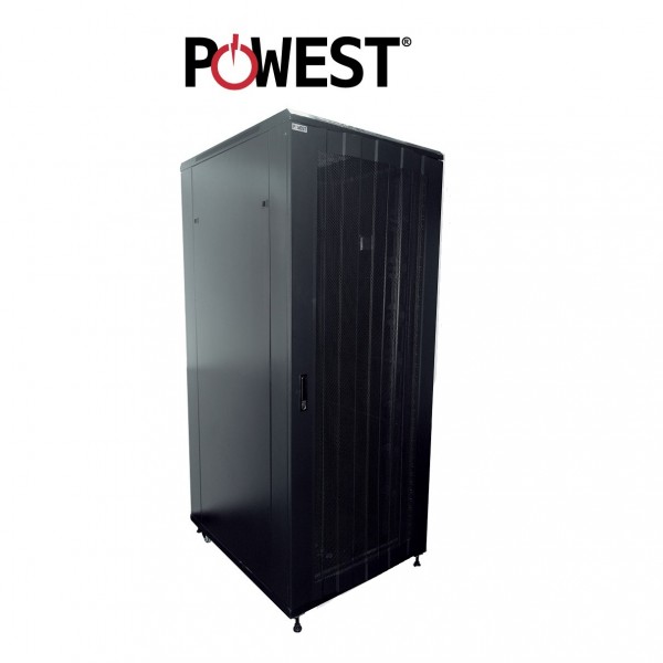 Rack 40U - Powest NGBP-6040 | Gabinete Metalico de Piso Tipo Rack de 19” para Redes, Servidores, UPS, Equipos de telecomunicaciones, 60x60x198 cm. Ruedas con frenos y tornillos de nivelación. Certificación CE & RoHS.