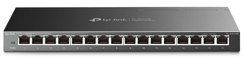 TP-Link TL-SG116E / Switch 16-Puertos | 2405 - Switch No Administrable, 16 Puertos Ethernet Gigabit, Auto MDI / MDIX, Capacidad de conmutación 32Gbps, Tasa de reenvío de 23.81 Mpps, Direcciones MAC 8K, Jumbo Frame 9K, Hasta 32 Grupos de VLAN