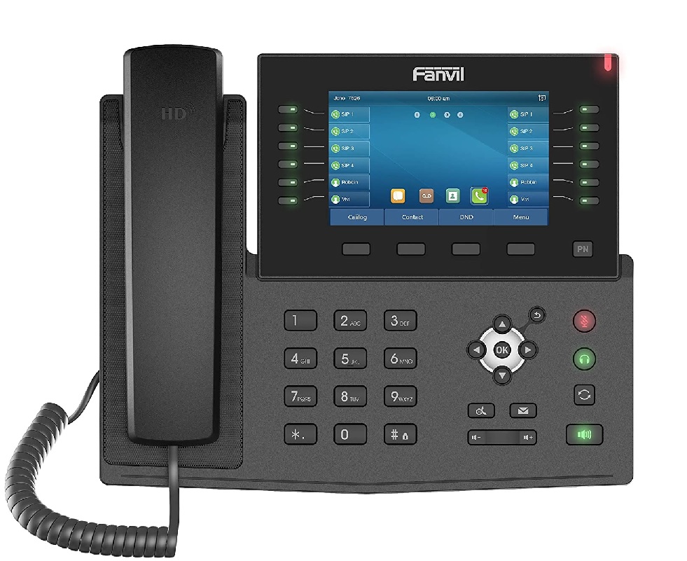 Teléfono IP - Fanvil X7C / 20 Líneas SIP | 2112 – Teléfono IP, 20 Líneas SIP, 60 teclas DSS (12 físicas), Conferencia de 3 vías, Pantalla 5’’, 2x Gigabit Ethernet, PoE, Bluetooth, códec de video H.264.