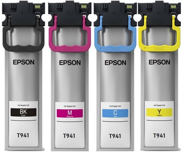 Tinta para Epson WorkForce Pro WF-C5790 / T941 | 2110 - Tinta Original Epson T941. El Kit Incluye: T941120 Negro, T941220 Cian, T941320 Magenta, T941420 Amarillo. Rendimiento: 5.000 Pag al 5%. 