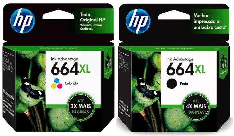 Tinta para HP DeskJet Ink Advantage 2375 / HP 664XL | 2208 - HP 664XL / Original Ink Cartridge HP 664XL. El Kit Incluye: F6V30AL Tricolor, F6V31AL Negro. HP664XL 