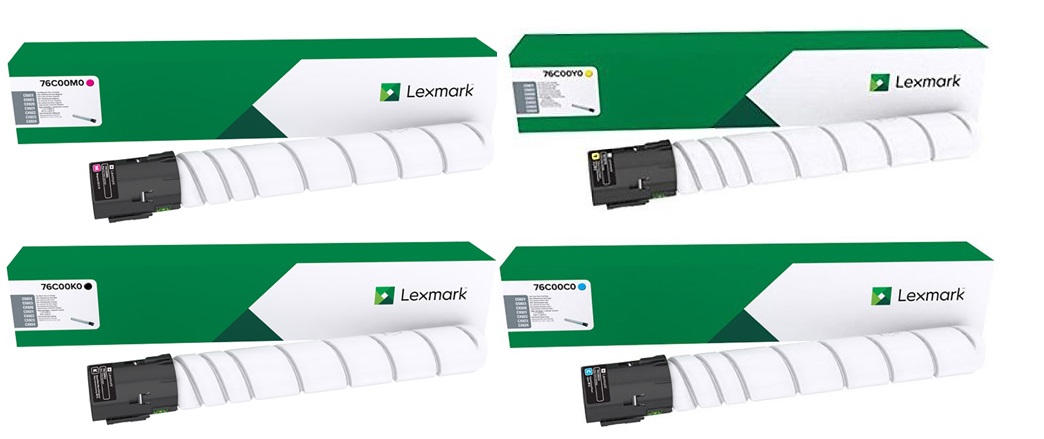 Toner para Lexmark CS921 / Color | 2308 - Toner Original para Lexmark CS921de. El Kit Incluye: 76C00C0 Cian, 76C00K0 Negro, 76C00M0 Magenta, 76C00Y0 Amarillo. Rendimiento: Negro 18.500 / Color 11.500 Páginas al 5%. 