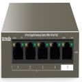 Switch PoE  5-Puertos - Tenda TEG1105P-4-63W | No Administrable Capa 2, 4x LAN Gigabit PoE, 1x LAN Gigabit, 10 Gbps, 7.44 Mpps, Tabla MAC: 2K, PoE 802.3af/at