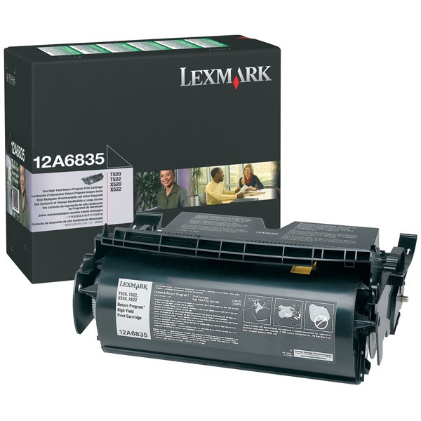 Toner Original - Lexmark 12A6835 Negro | Para uso con Impresoras Lexmark T520, T522, X522MFP  Lexmark 12A6835  Rendimiento Estimado 20.000 Páginas con cubrimiento al 5%