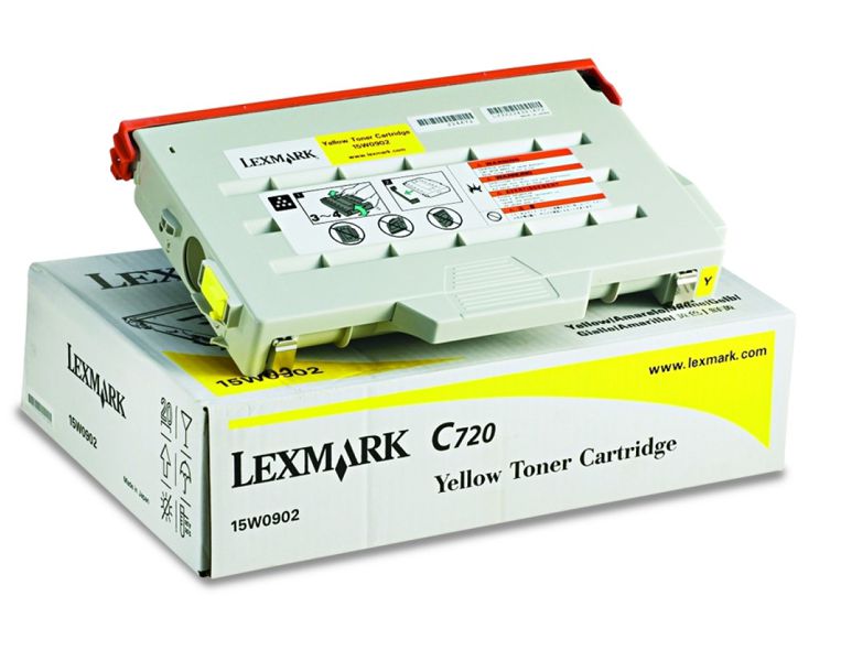 Toner Original - Lexmark 15W0902 Amarillo | Para uso con Impresoras Lexmark C720, E332, T622, X720 Lexmark 15W0902  Rendimiento Estimado 7.200 Páginas con cubrimiento al 5%