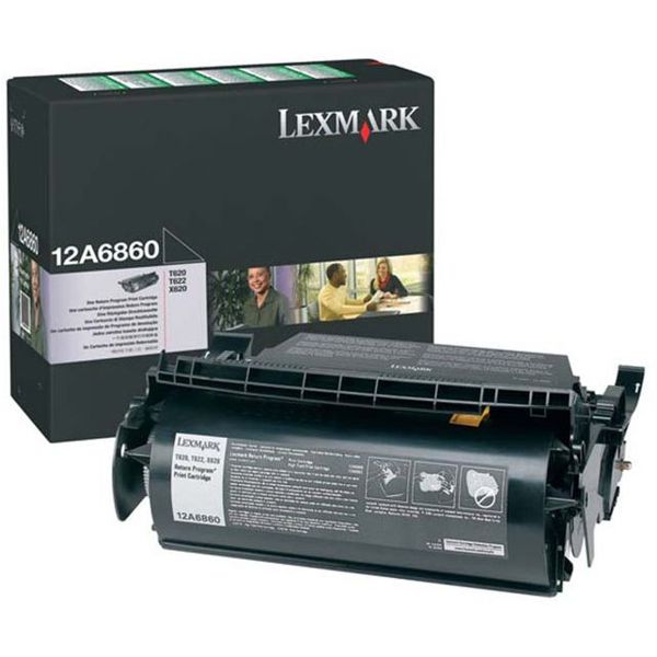 Toner Original - Lexmark 12A6860 Negro | Para uso con Impresoras Lexmark T620, T622, x620. Rendimiento Estimado 10.000 Páginas con cubrimiento al 5%. Lexmark 12A6860