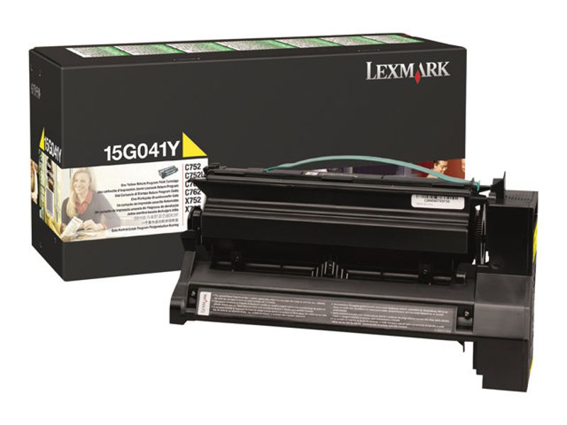 Toner Original - Lexmark 15G041Y Amarillo | Para uso con Impresoras Lexmark C752, C760, C762, X752, X762 Lexmark 15G041Y  Rendimiento Estimado 6.000 Páginas con cubrimiento al 5%