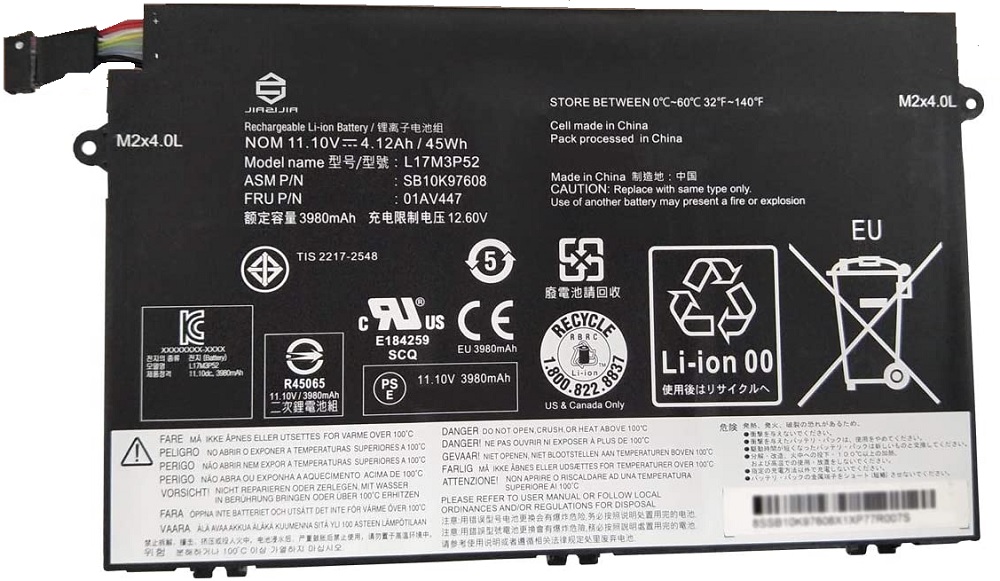 Bateria para Lenovo ThinkPad E490 | Batería de remplazo nueva, 100% compatible, Tecnología de iones de litio, Protección contra sobredescargas, Protección contra sobrecalentamiento. Se puede almacenar hasta 6 meses a 25 ℃. 20N9S13000 