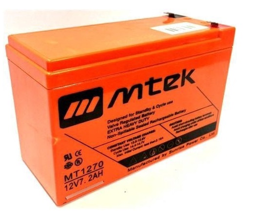 Batería 12V/  7.2Ah - MTEK MT1270 AGM | 2304 - Baterías MTek de Plomo-Acido, Regulada por válvula (VRLA), Sellada libre de mantenimiento 