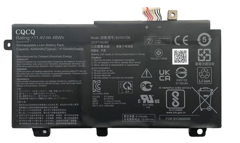 Batería para Portátiles ASUS TUF Gaming | 2204 - Batería de remplazo nueva, 100% compatible, Tecnología de iones de litio, Protección contra sobredescargas, Protección contra sobrecalentamiento. Se puede almacenar hasta 6 meses a 25 ℃.