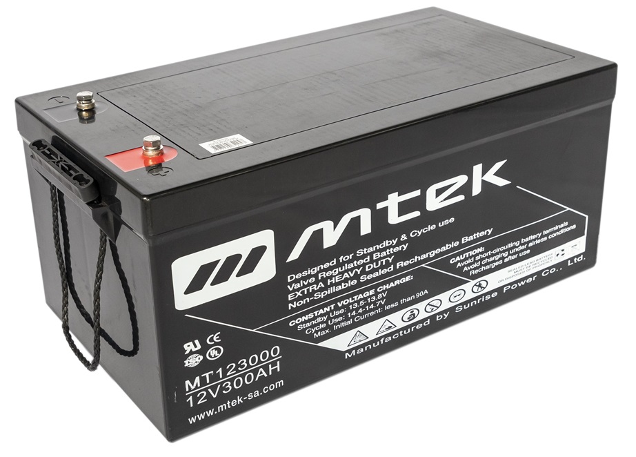 Batería 12V-300Ah / MTEK MT123000 AGM | 2307 - Baterías MTek de Plomo-Acido, Regulada por válvula (VRLA), Sellada libre de mantenimiento 