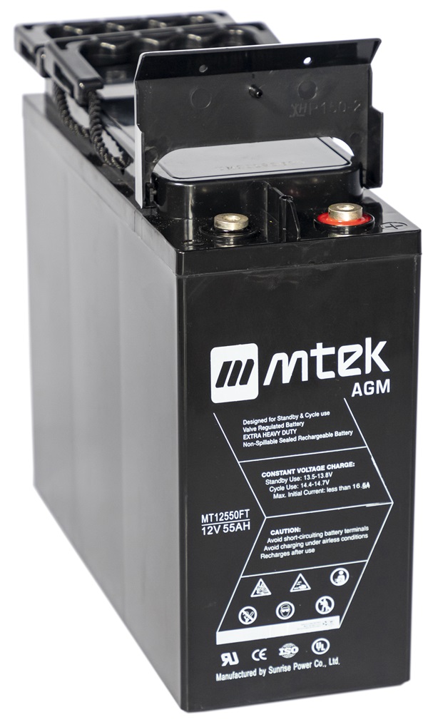 Batería 12V/ 55Ah – MTEK MT12550FT AGM | 2305 - Baterías MTek de Plomo-Acido, Regulada por válvula (VRLA), Sellada libre de mantenimiento 