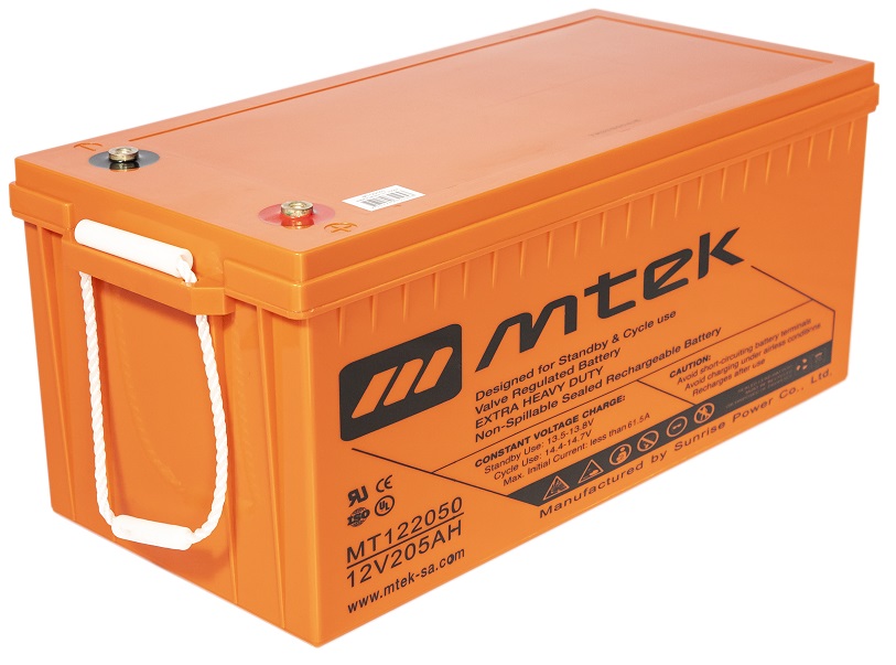 Batería 12V/ 205Ah - MTEK MT122050 AGM | 2110 - Baterías MTek de Plomo-Acido, Regulada por válvula (VRLA), Sellada libre de mantenimiento 