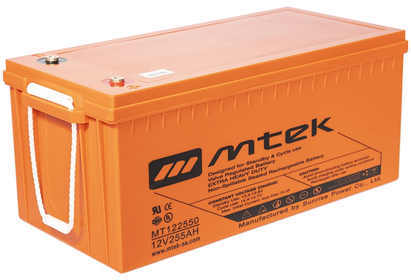 Batería 12V/ 255Ah - MTEK MT122550 AGM | 2110 - Baterías MTek de Plomo-Acido, Regulada por válvula (VRLA), Sellada libre de mantenimiento 
