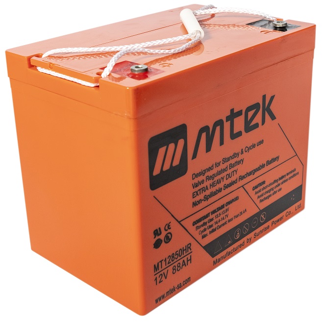 Batería 12V/  88Ah - MTEK MT12850HR AGM | 2110 - Baterías MTek de Plomo-Acido, Regulada por válvula (VRLA), Sellada libre de mantenimiento 