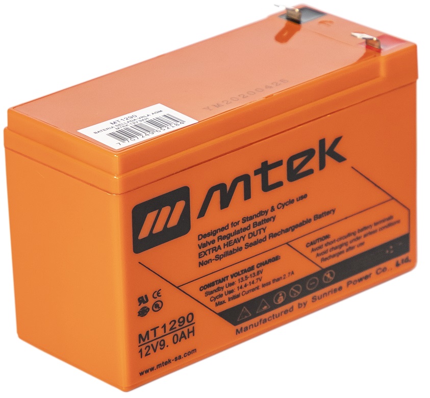 Batería 12V/   9.0Ah - MTEK MT1290 AGM | 2110 - Baterías MTek de Plomo-Acido, Regulada por válvula (VRLA), Sellada libre de mantenimiento 