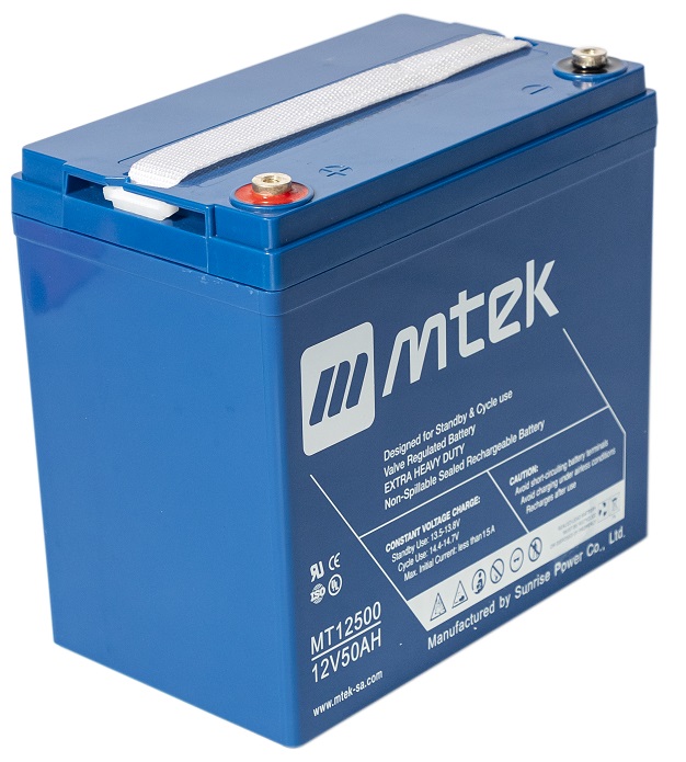 Batería 12V/  50Ah - MTEK MT12500B AGM | 2110 - Baterías MTek de Plomo-Acido, Regulada por válvula (VRLA), Sellada libre de mantenimiento 