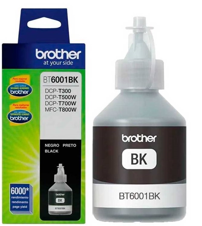 Tinta Brother BT6001BK Negro / 6k | 2306 - Original Botella de Tinta Negro, Rendimiento Estimado 6.000 Páginas con cubrimiento al 5%. Para uso en Impresoras Brother DCP-T300, DCP-T500W, DCP-T700W, MFC-T800W. 