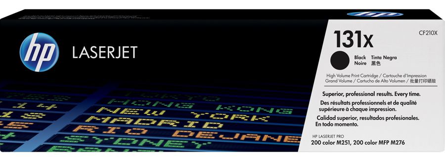 Toner para HP LaserJet Pro M276 - HP 131X | Original Toner HP CF210X Negro. Rendimiento Estimado 2.400 Páginas con cubrimiento al 5%. HP131x