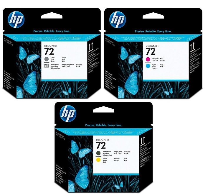 Cabezales para HP  T620 / HP 72 | 2402 - Cabezales de impresión para Plotter HP DesignJet T620. El Kit Incluye: C9380A Gray & Photo Black, C9383A Magenta & Cyan, C9384A Matte Black &d Yellow.