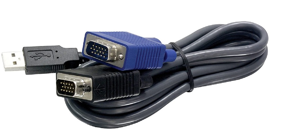 Cable KVM USB/VGA - TrendNet TK-CU10 / 3m | 2108 - Cable KVM USB/VGA, Conectores: VGA / SVGA HDB de 15 pines macho a macho, USB 1.1 tipo A macho, Largo: 3 Metros, Peso: 288 g, Para uso en ordenadores equipados con puertos VGA y USB a los conmutadores