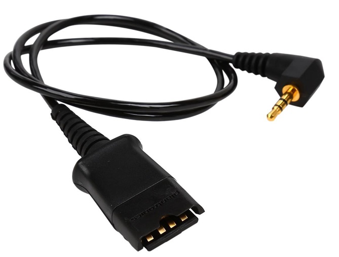 Cable adaptador de 2.5mm a QD – Poly Plantronics 64279-02 | Cable/Adaptador de Desconexión Rápida (QD) a 2.5mm (anteriormente 48586-03), Cuenta con un cable de 18'' y un enchufe en ángulo recto. Recomendado para teléfonos PTH100 / 200 y Spectra Link