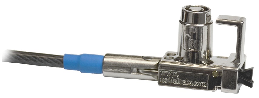 Guaya Dell TZ04T-461-A | 2205 - Noble Locks, Compact Wedge con Llave Tubular, Acero inoxidable trenzado recubierto de PVC, Bloqueo de rotación, Ranura de cierre con cuña, 360 grados de rotación del cabezal, Organizador para cables. 461-AAEC