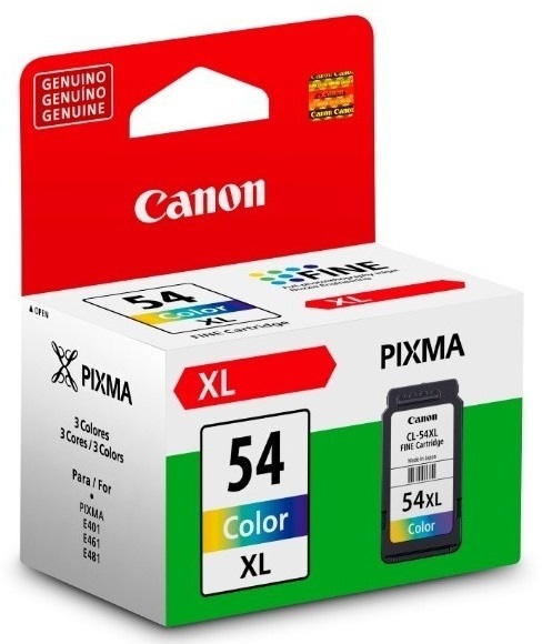 Cartuchos de Tinta Canon para Pixma E481 - CL54XL | 2201 - Original Tanque de Tinta Tri-Color Canon CL-54XL 9065B001AA. Rendimiento Estimado 400 páginas al 5%. CL54 XL