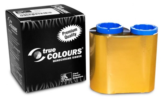 Cinta Monocromatica Color Oro 800015-106 para Impresora de Carnets Zebra P330m | 1000 Imagenes/Rollo, Impresión a una o dos caras, Incluye Rollo de Limpieza. Compatible con Impresoras Zebra P310i, P320i, P330i, P330m, P420i, P430i, P520i