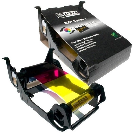Cinta Color 800011-147 YMCKO para Impresora de Carnets Zebra Z11 | ½ Panel, 400 Imagenes/Rollo, Impresion a una o dos caras, Incluye rodillo de limpieza. Se utiliza para imprimir tarjetas en que se requiere una mitad a color y otra mitad en negro
