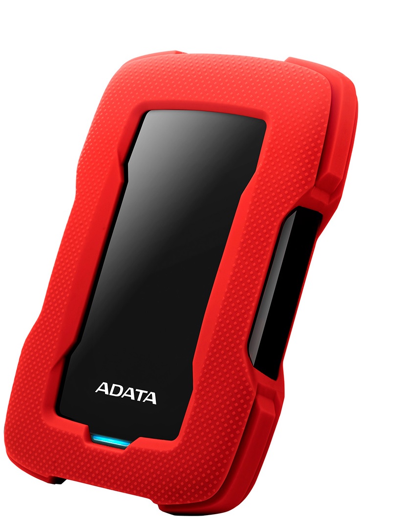 Disco Externo Antigolpes – ADATA HD330 / 1TB | Color Rojo, Formato 2.5'', Puerto USB 3.2 (Compatible USB 2.0), Textura Plástico / Silicona, Software HDDtoGO con cifrado AES de 256 bits, AHD330-1TU31-CRD