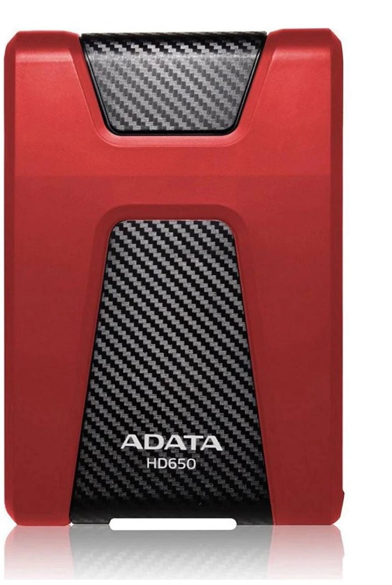 Disco Externo Antigolpes – ADATA HD650 / 1TB | Color Rojo, Formato 2.5'', Puerto USB 3.2 (Compatible USB 2.0), Textura Plástico / Silicona Anti-Golpes, Anti-Rayas, Anti-Desgaste, AHD650-1TU31-CRD
