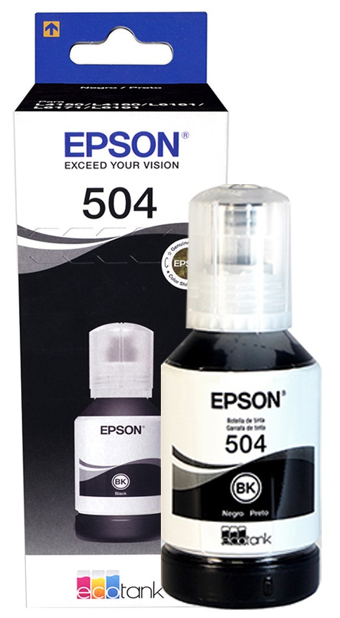 Tinta Epson 504 T504120 Negro / 7.5k | 2110 - Tinta Original Epson 504 - Rendimiento Estimado: 7.500 Pág al 5%.