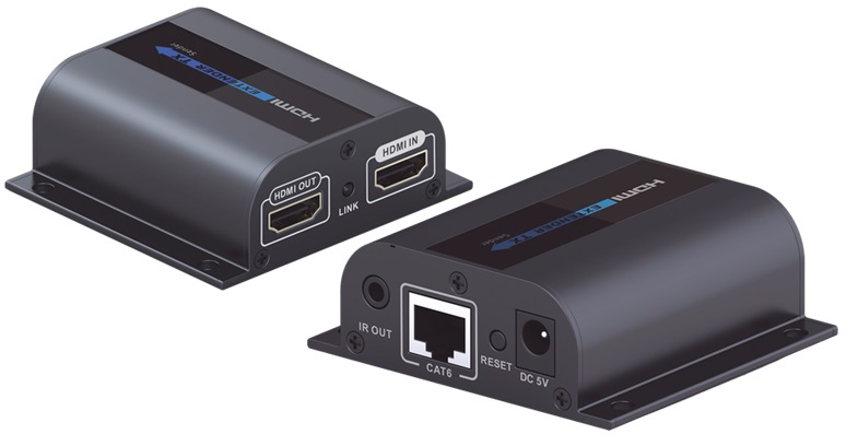 Extensor HDMI  60m – Epcom TT-372-PRO | Kit extensor HDMI con loop de salida, Soporta distancias de hasta 60-Metros con cable UTP Cat 6, Control IR, Resolución Full HD 1080p @ 50/60 Hz, Compatible con HDCP, Peso: 2x 82 gr, Dimensiones: 72 x 67 x 25 mm