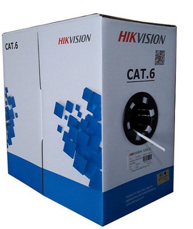 Cable UTP Cat6 Hikvision DS-1LN6-UE-W / 305m | 2201 - Bobina de cable UTP de 305 m, Par trenzado (4 pares), Categoría: 6, Conductor: Cobre 100%, Calibre: 24 (AWG), Aislamiento HDPE, Blanco