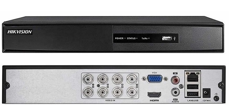  DVR 1080P Lite - Hikvision DS-7208HGHI-F1/NS / 8 Canales | 2202 – DVR 1080P Lite, Canales: 8-ch (BNC), Entrada IP: 2-ch, Salida de vídeo: 1-ch HDMI/ 1-ch VGA, H.264+/H.264, HDTVI/AHD/CVI/CVBS/IP, 1x SATA (6TB), 1x RJ-45 10/100 Mbps, 2x USB 
