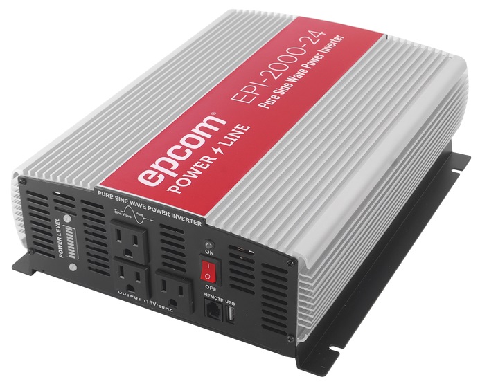 Inversor de Corriente - Epcom Powerline EPI-2000-24 / 120V-2000W | Inversor Epcom Power line, Onda senoidal pura (<3% THD), Voltaje de entrada: 120VAC, Frecuencia 60hz, Potencia: 2.000 Watts, Potencia pico: 4.000 Watts, Voltaje de batería: 24V