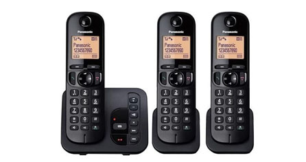 Telefono Inalambrico | Panasonic KX-TGC223LAB | Tres Auriculares, Hasta 1.93GHz, Pantalla LCD 1.6'', Contestador de Hasta 15 minutos, Bloqueo de Hasta 30 Números, Garantía 1 Año