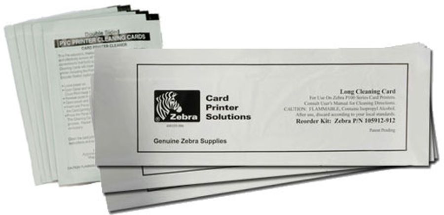 Tarjetas de Limpieza Zebra 105912-913 para impresoras de Tarjetas PVC | Pack x 25 tarjetas T de limpieza para correa y 25 tarjetas de limpieza para rodillos. Compatible con Impresoras Zebra P330m, P330i, P430i