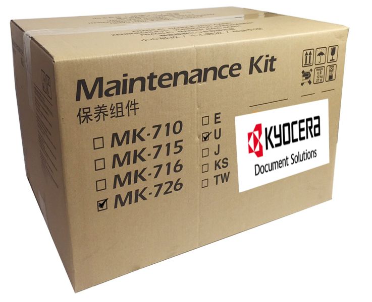 Kit de Mantenimiento para Kyocera TASKalfa TA-520i - MK-726 | Original Maintenance Kit Kyocera MK-726. Incluye: Paper Feed Roller, Separation Roller, Feed Roller, Under Registration Cleaner, Front Registration. Rendimiento 500.000 Pág. MK726, MK 726