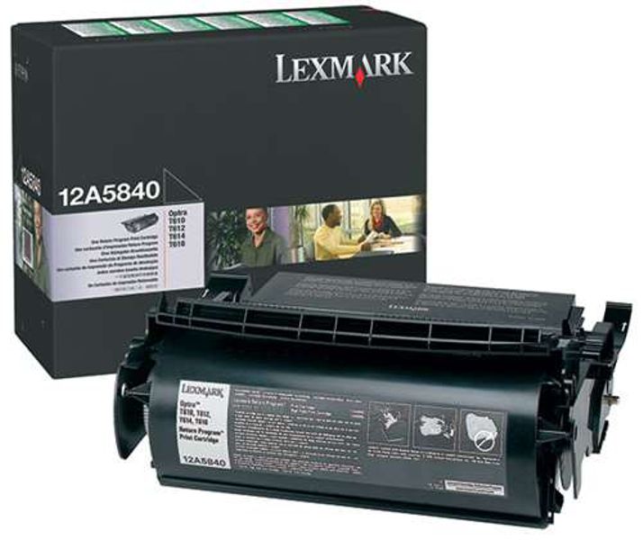 Toner Original - Lexmark 12A5840 Negro | Para uso con Impresoras Lexmark Optra T610, T612, T614, T616 Lexmark 12A5840  Rendimiento Estimado 10.000 Páginas con cubrimiento al 5%