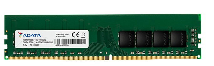 Memoria RAM para PC de Escritorio 16GB DDR4 2666Mhz / ADATA | 2203 - Modulo de Memoria RAM para PC de Escritorio, PC4-21300 DDR4 2666Mhz, Unbuffered, Non-ECC. Garantía de por vida. 