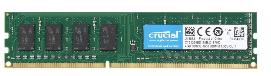 Memoria RAM para PC de Escritorio  4GB DDR3-1600Mhz / Crucial | 2203 - Modulo de Memoria RAM para PC de Escritorio, PC3-12800 DDR3 1600Mhz, Unbuffered, Non-ECC. Garantía de por vida. 