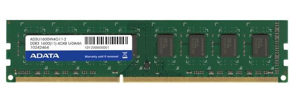 Memoria RAM para PC de Escritorio  4GB DDR3-1600Mhz / ADATA | 2203 - Modulo de Memoria RAM para PC de Escritorio, PC3-12800 DDR3 1600Mhz, Unbuffered, Non-ECC. Garantía de por vida. 