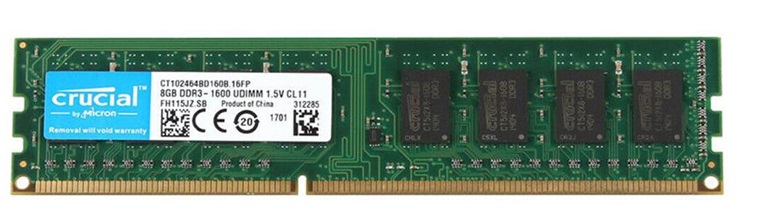 Memoria RAM para PC de Escritorio  8GB DDR3-1600Mhz / Crucial | 2203 - Modulo de Memoria RAM para PC de Escritorio, PC3-12800 DDR3 1600Mhz, Unbuffered, Non-ECC. Garantía de por vida. 