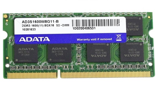 Memoria RAM para Portatil  8GB DDR3-1600Mhz / ADATA | 2203 - Modulo de Memoria RAM para Portatil, PC3-12800 DDR3 1600Mhz, Unbuffered, Non-ECC. Garantía de por vida. 